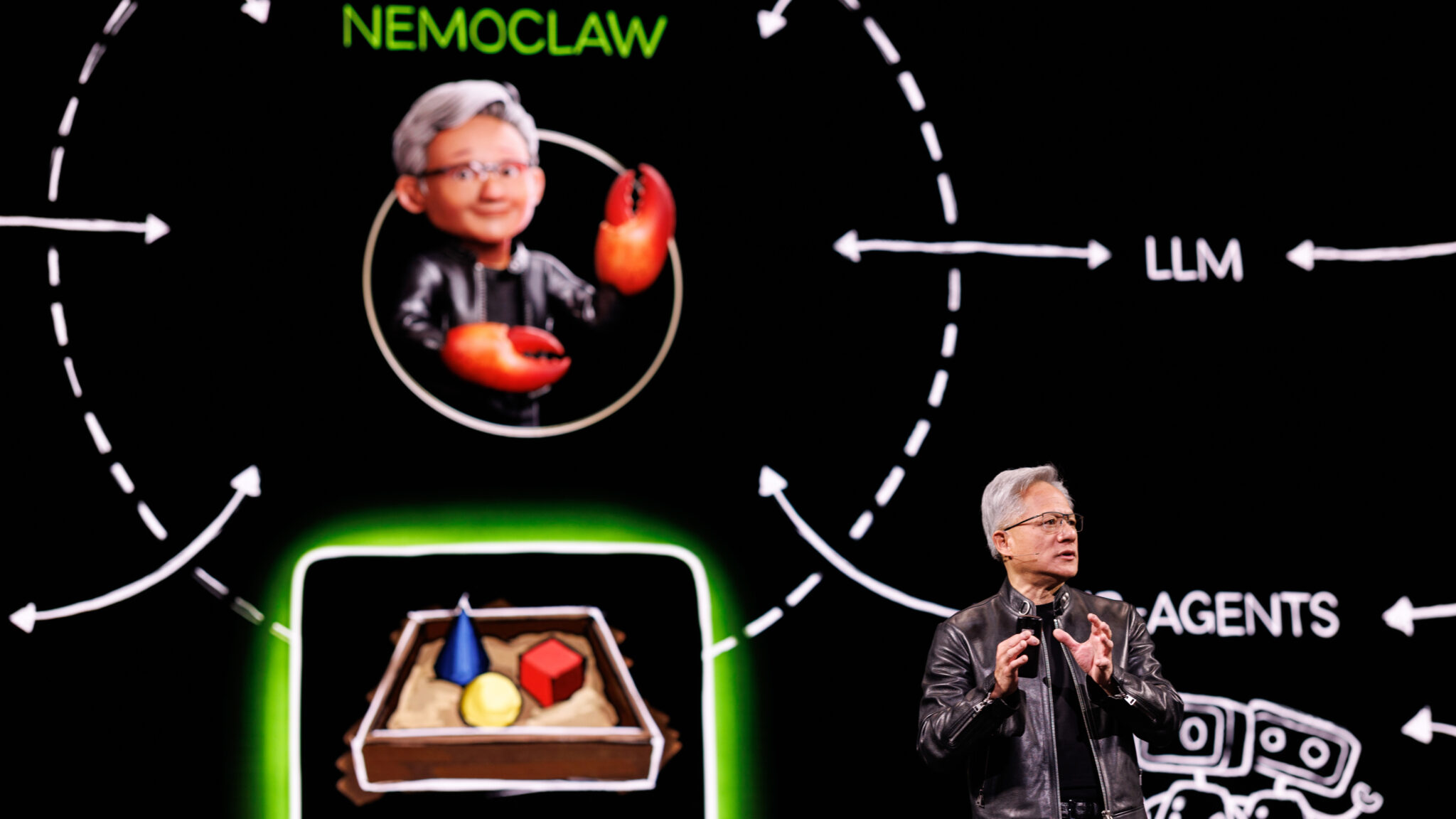 Jensen Huang presenting NemoClaw at GTC 2026